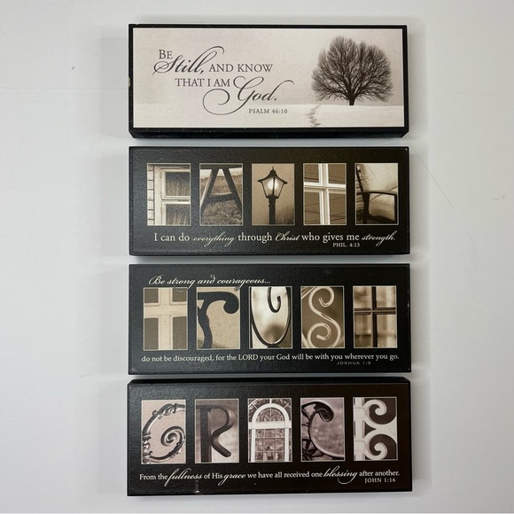 P. Graham Dunn Christian Art - 4 Plaques - Ready To Hang - About 2.5” X 6.5” - Picture 1 of 9